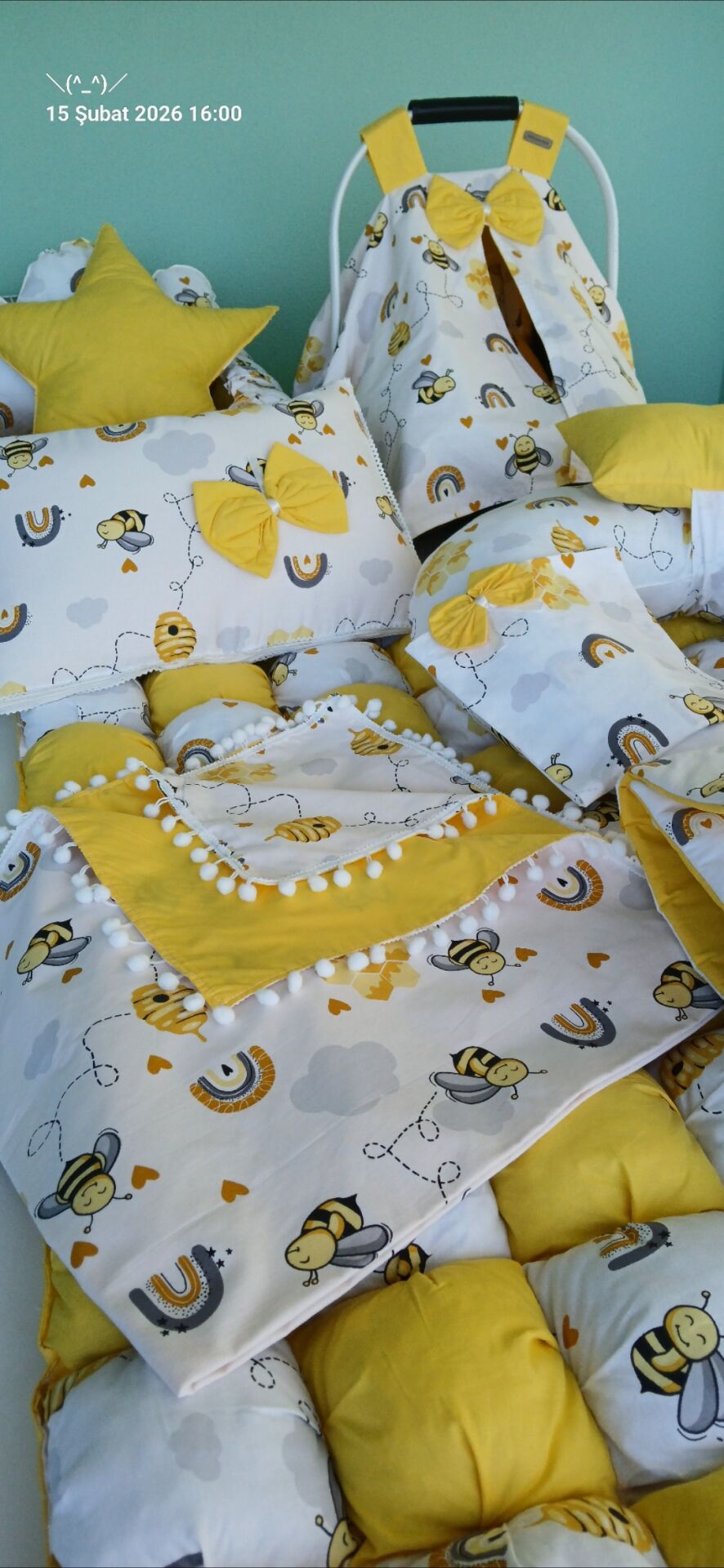 15 parça kirkyama supriz yastik li beybinest seti