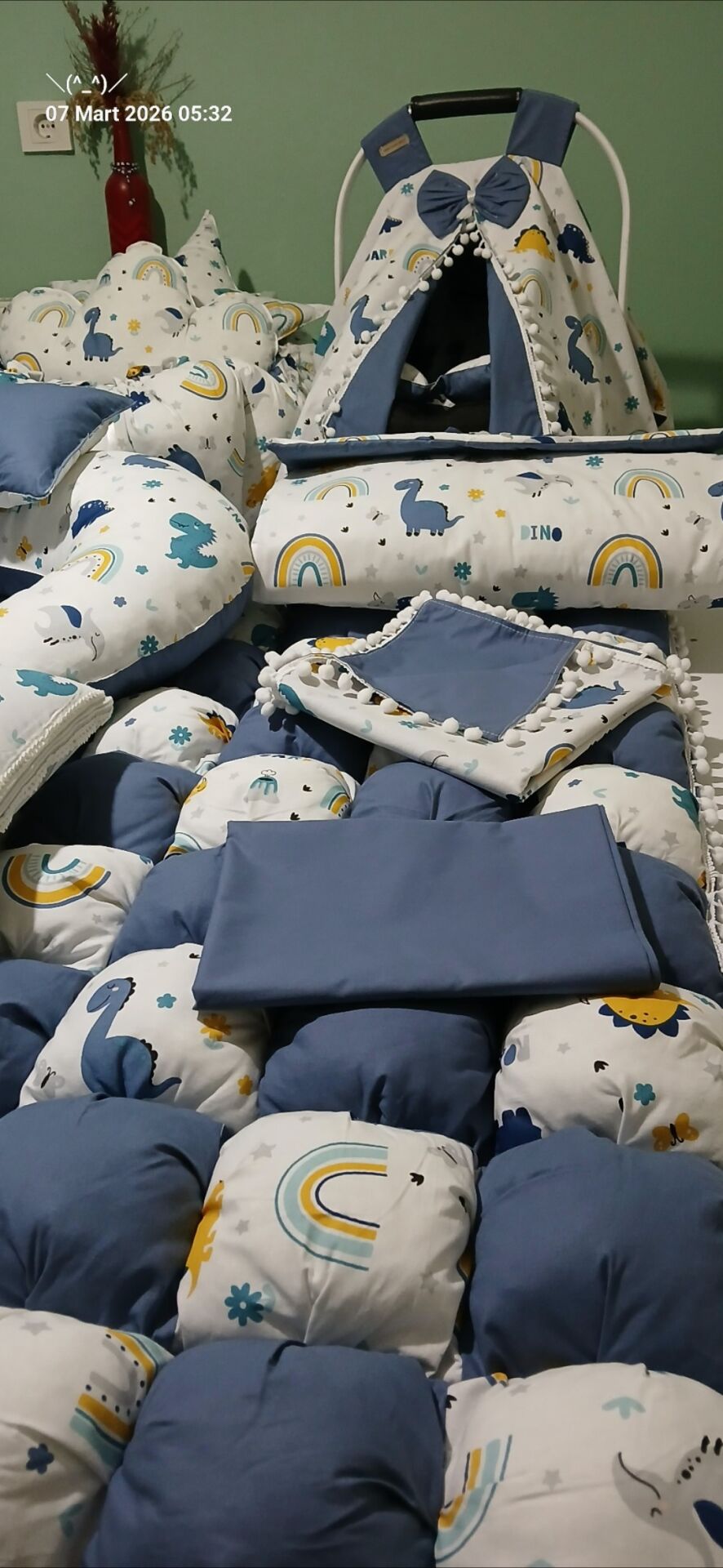 Dinozor desenli kirkyama yorganli set